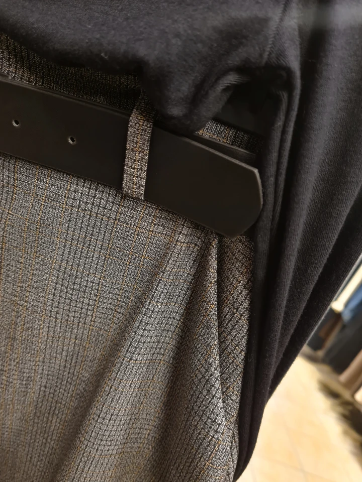 Gri Siyah Kemerli Ekose Desenli Cepli Midi Boy Etek