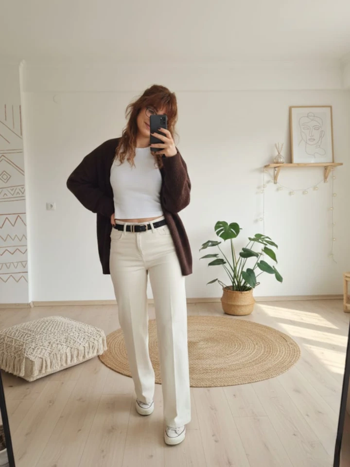 KEMERLİ STRAİGHT MODEL  YÜKSEK BEL  KOT PANTOLON