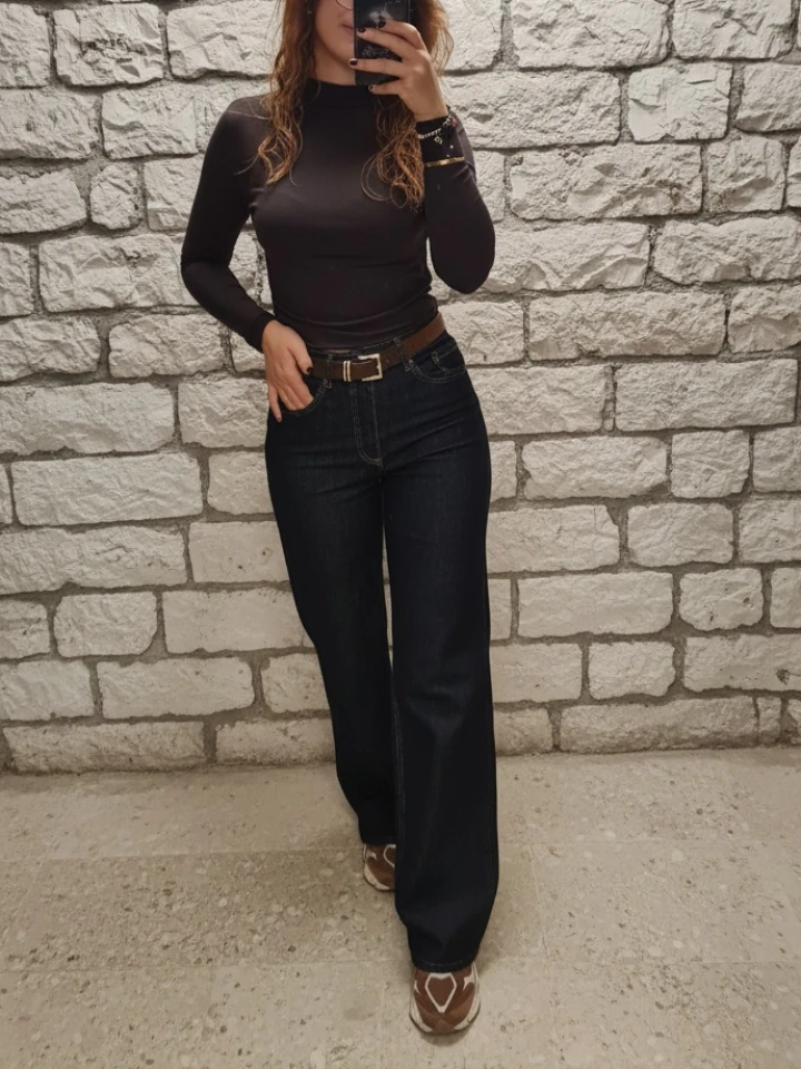 Kemerli Straight Model Yüksek Jean