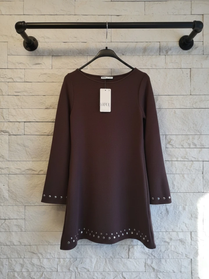 Zımba Detaylı Mini Elbise