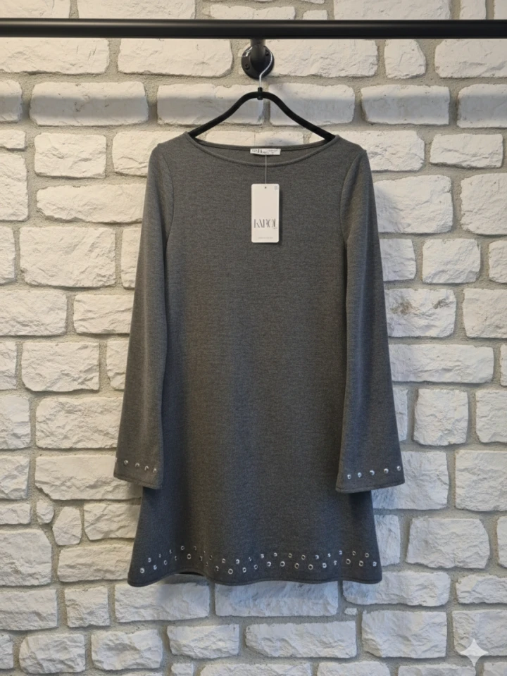 Zımba Detaylı Mini Elbise