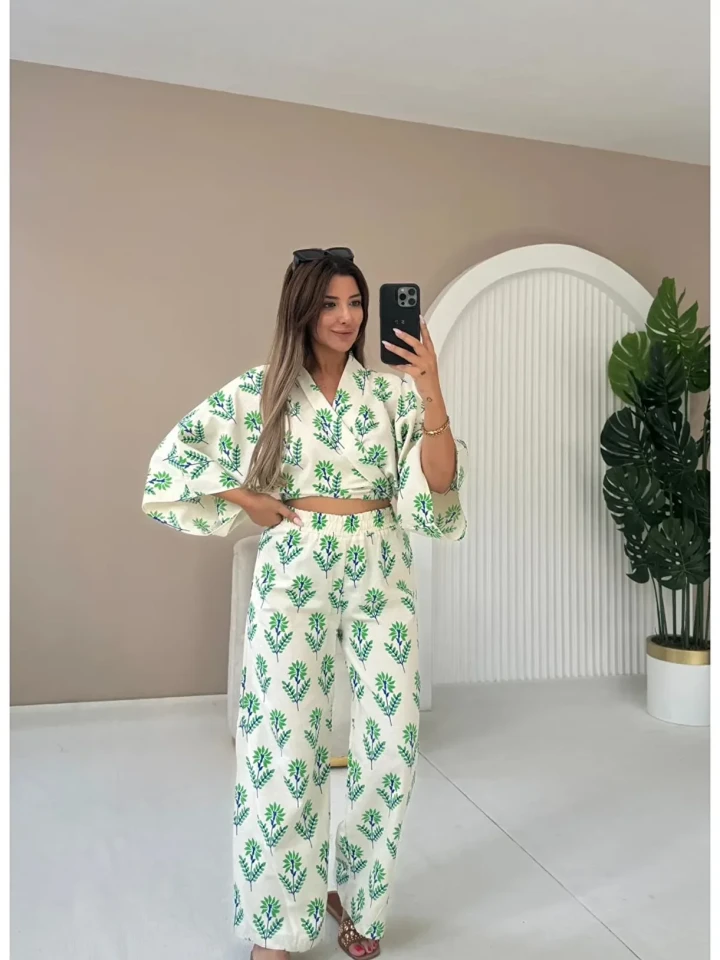 Telablanka Keten Takım Çiçekli Bağlamalı