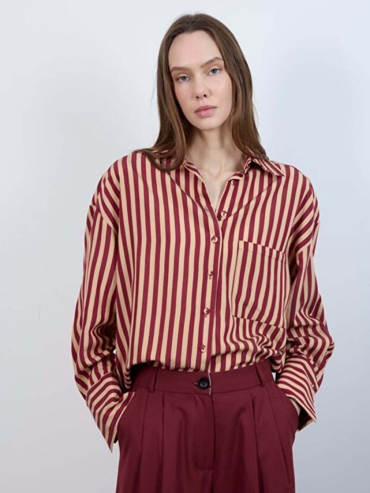 Telablanka Çizgili Oversize Gömlek