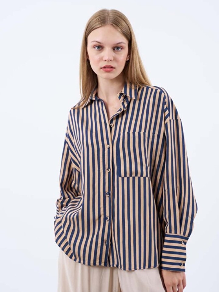 Telablanka Çizgili Oversize Gömlek
