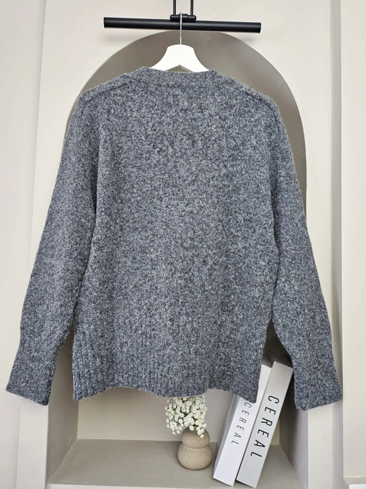 V Yaka İnci Çiçek Detay  Basic  Hırka