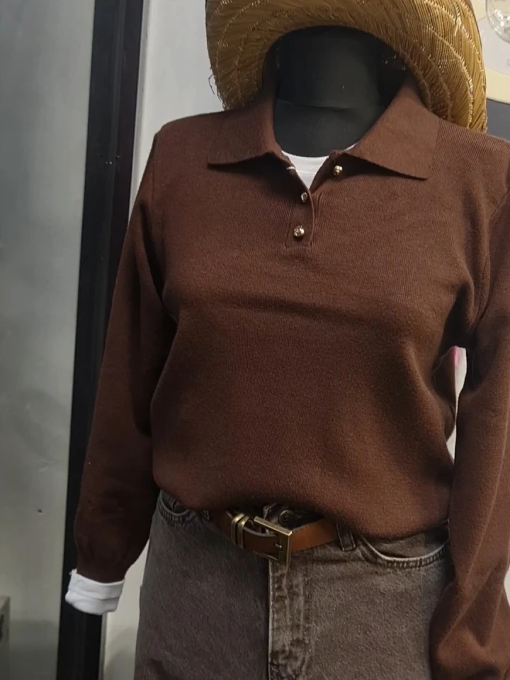 Polo Yaka Yumuşak Dokulu Triko Kazak